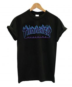 Thrasher Blue flame black T-shirt