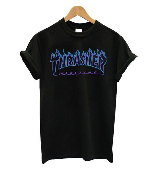 Thrasher Blue flame black T-shirt