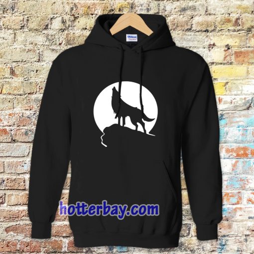 Howling wolf silhouette and full moon Hoodie