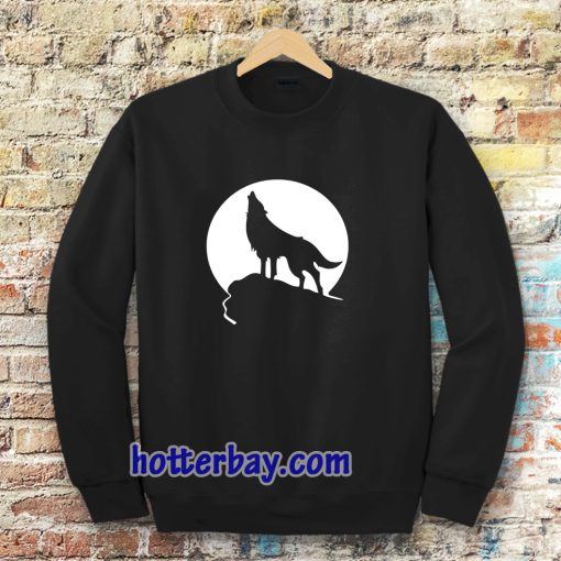Howling wolf silhouette and full moon Sweatshirt