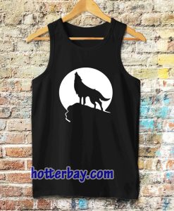 Howling wolf silhouette and full moon Tanktop