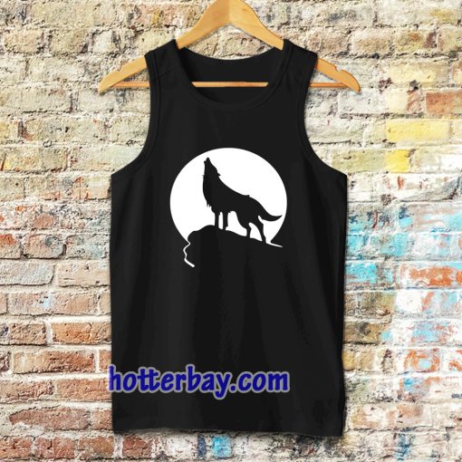 Howling wolf silhouette and full moon Tanktop