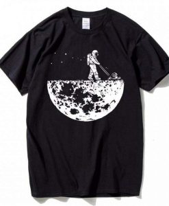 Astronaut Mowing The Moon Funny T Shirt TPKJ3