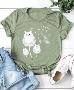 Dandelion Cat Graphic Tee T-shirt TPKJ3