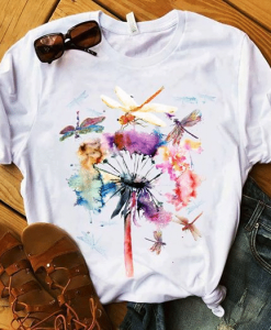 Dandelions and dragonflies T-shirt TPKJ3