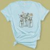 Wildflowers Mason Jars Graphic Tee - Heather Ice Blue Tshirt TPKJ3